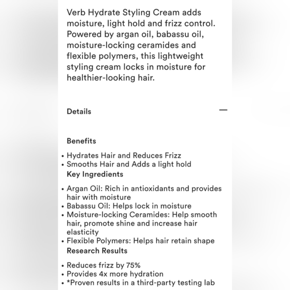 NEW VERB Hydrate Styling Cream for Dry Hair. Light Hold / Defrizz. - Picture 5 of 7